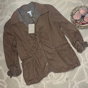 NWT🌷ODILLE🌷Light olive green cotton 3.4 tie sleeve unlined utility jacket